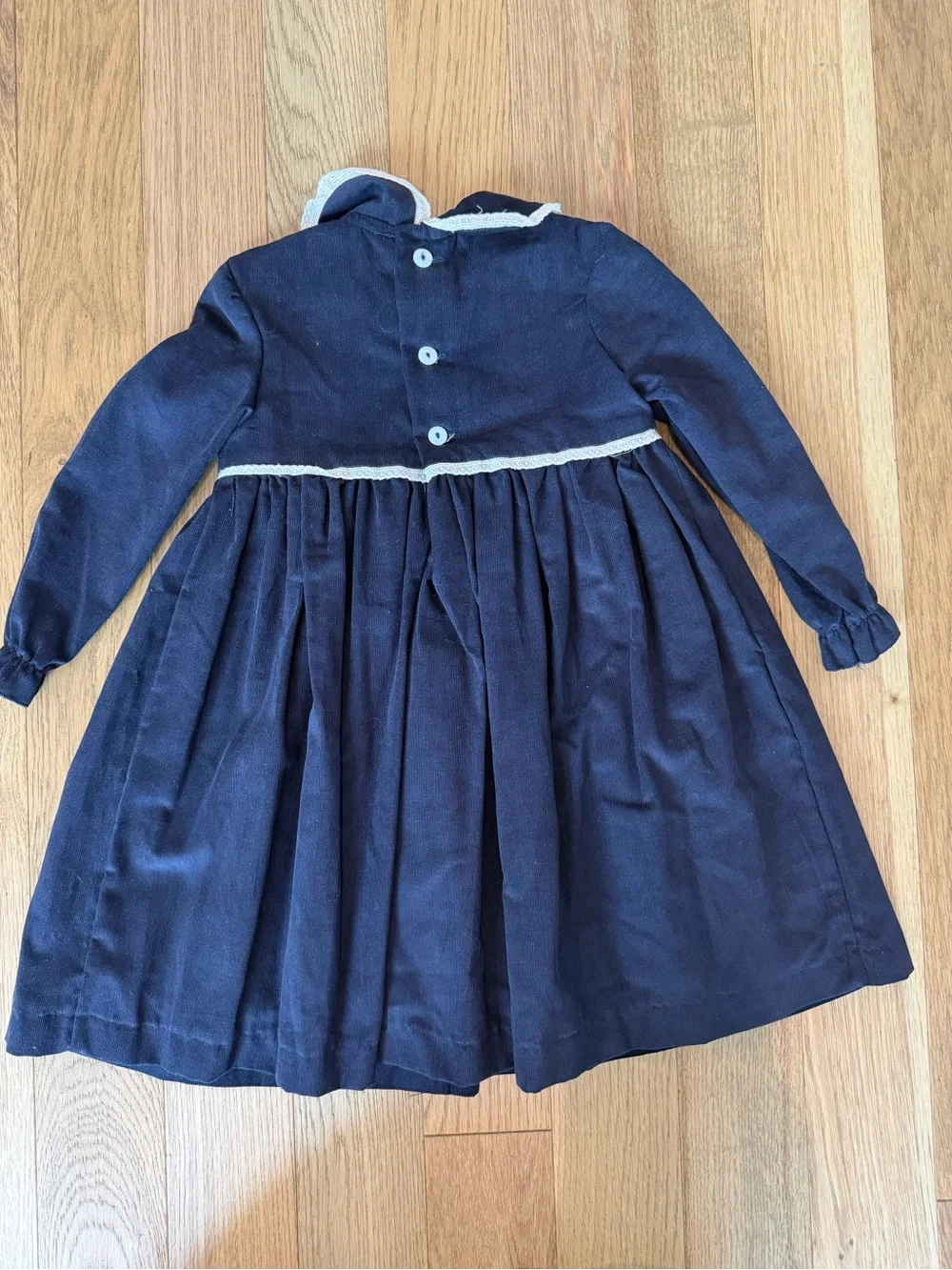 💙 Pepa London Classic Navy Long-Sleeve Girls' Formal Dress with White Trim - Picture 5 of 8